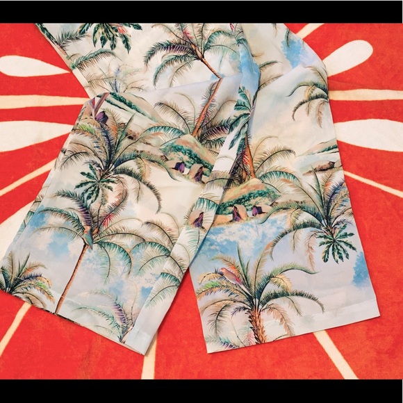 Topshop Hawaiian Print Beach Pants Sz 2 - Picture 7 of 16
